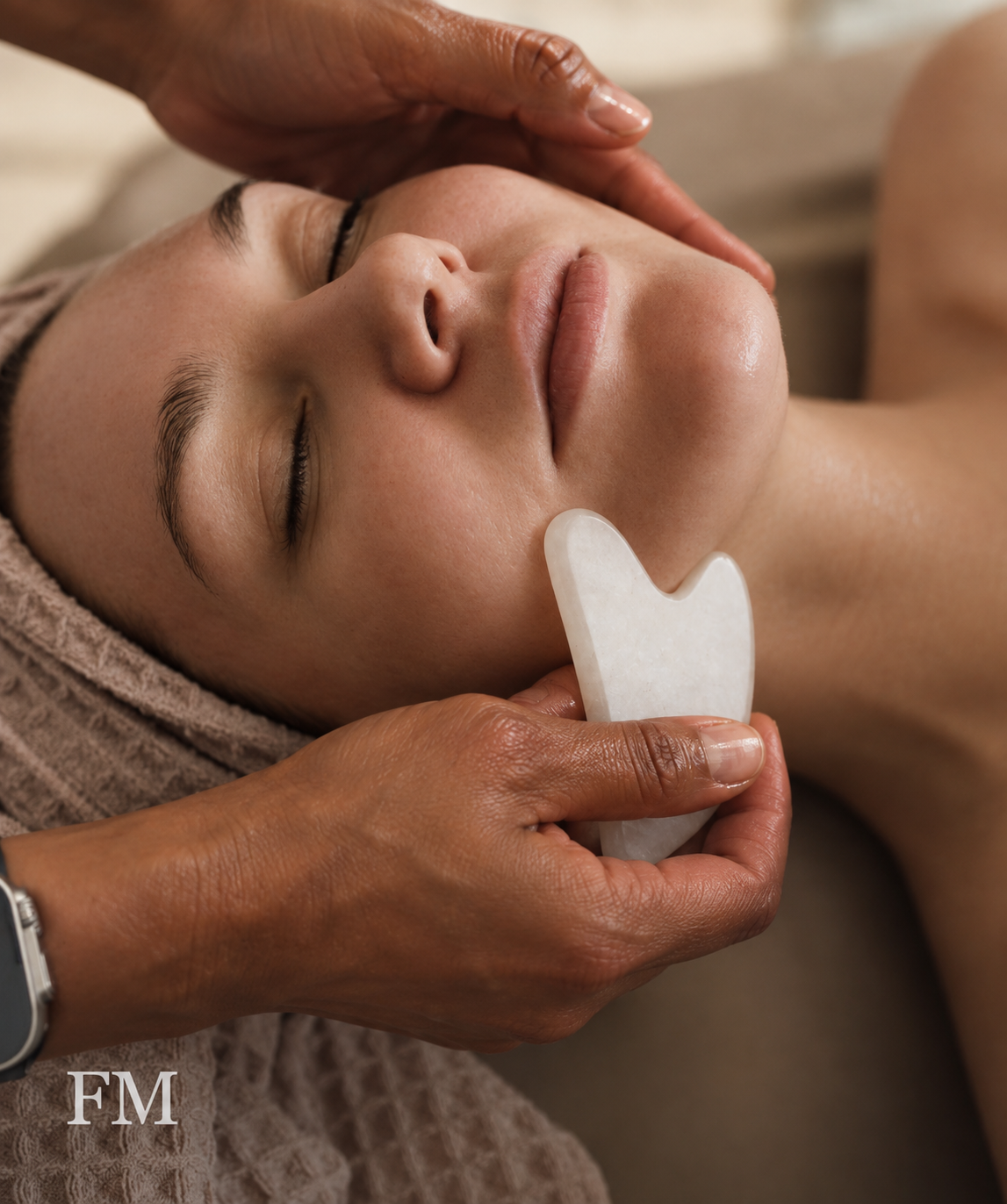 ORT facial sculpting treatment using a gua sha tool